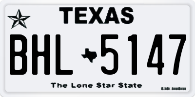 TX license plate BHL5147