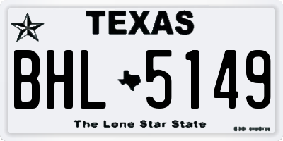 TX license plate BHL5149