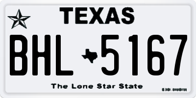 TX license plate BHL5167