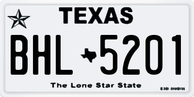 TX license plate BHL5201