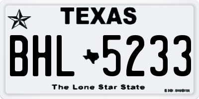 TX license plate BHL5233