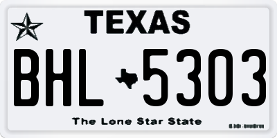 TX license plate BHL5303