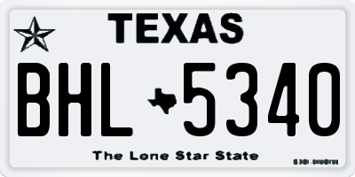 TX license plate BHL5340