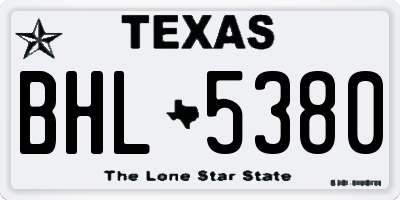 TX license plate BHL5380
