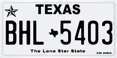 TX license plate BHL5403