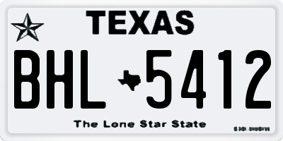 TX license plate BHL5412