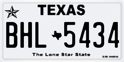 TX license plate BHL5434