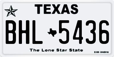 TX license plate BHL5436