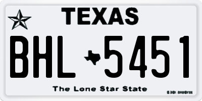 TX license plate BHL5451