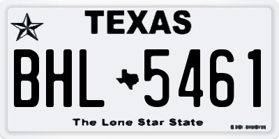 TX license plate BHL5461
