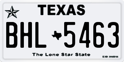 TX license plate BHL5463