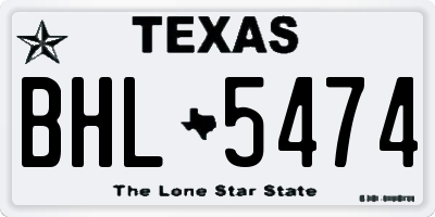 TX license plate BHL5474
