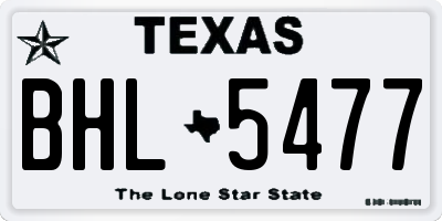 TX license plate BHL5477
