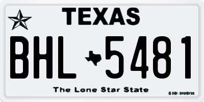 TX license plate BHL5481