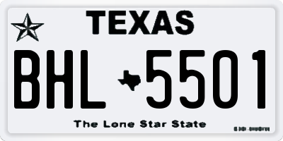 TX license plate BHL5501