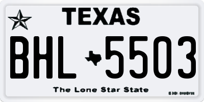 TX license plate BHL5503