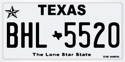 TX license plate BHL5520