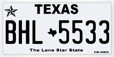 TX license plate BHL5533