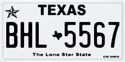 TX license plate BHL5567