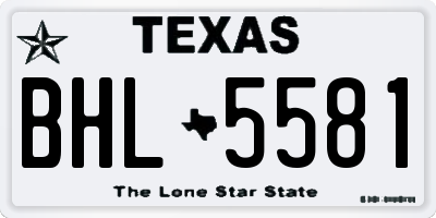 TX license plate BHL5581