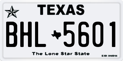 TX license plate BHL5601