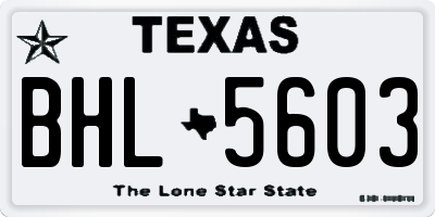 TX license plate BHL5603