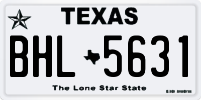 TX license plate BHL5631