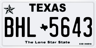 TX license plate BHL5643