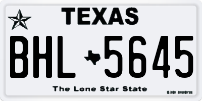 TX license plate BHL5645