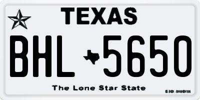 TX license plate BHL5650