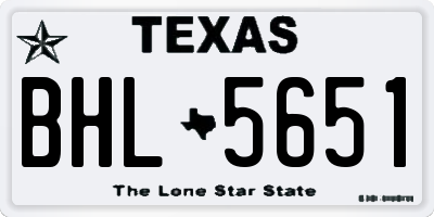 TX license plate BHL5651