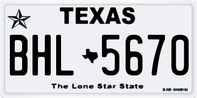 TX license plate BHL5670