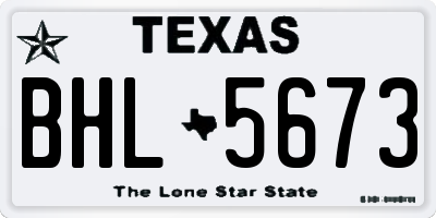 TX license plate BHL5673