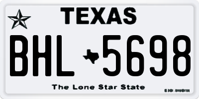 TX license plate BHL5698