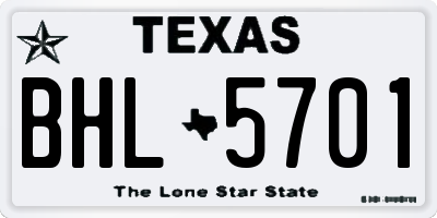 TX license plate BHL5701