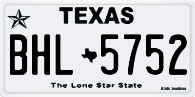 TX license plate BHL5752