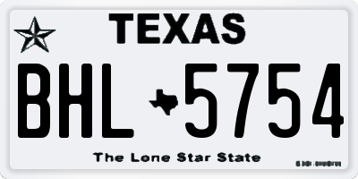 TX license plate BHL5754