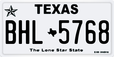 TX license plate BHL5768