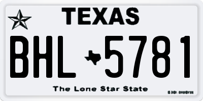 TX license plate BHL5781