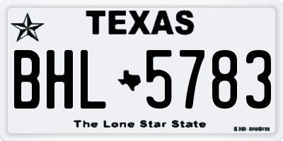 TX license plate BHL5783