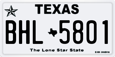 TX license plate BHL5801