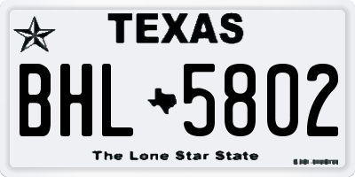 TX license plate BHL5802