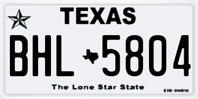 TX license plate BHL5804