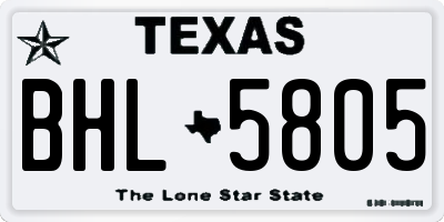 TX license plate BHL5805
