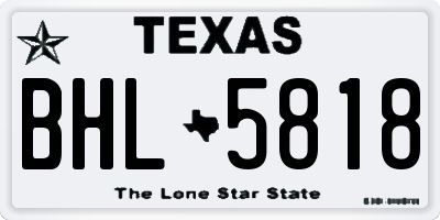 TX license plate BHL5818