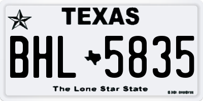 TX license plate BHL5835