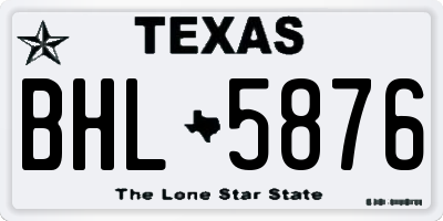 TX license plate BHL5876