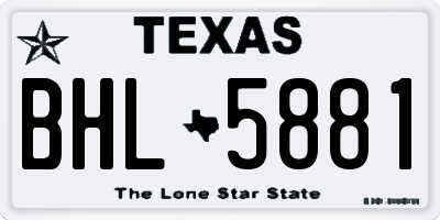TX license plate BHL5881