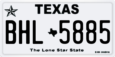 TX license plate BHL5885