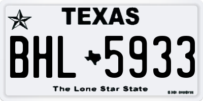 TX license plate BHL5933